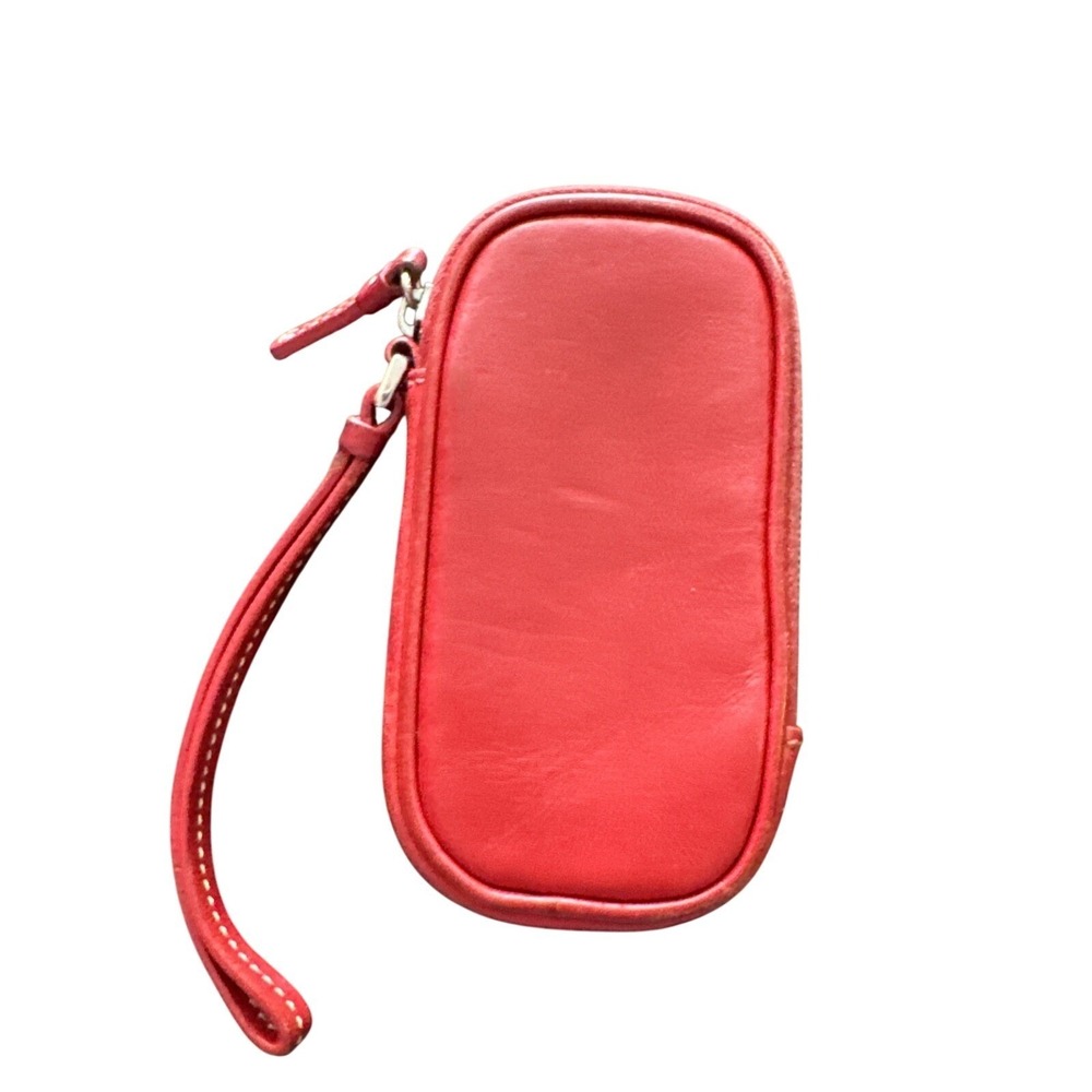 Coach Vintage Red Leather Wristlet Pouch Zip Around Small Wallet Bag - Picture 2 of 4